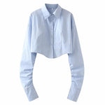 Zadily 2023 Spring Korean Style Long Sleeve White Shirt Women Sexy Button Ladies Crop Tops Blouse Street New In Female Clothing