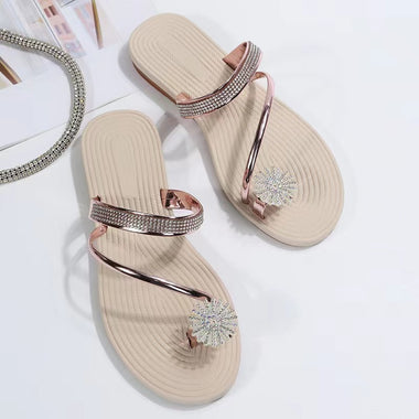Sandals Women's Summer New Fashion Beach Sandals Rhinestone Flat Slippers Luxury Sandals Women Designers Designer Shoes