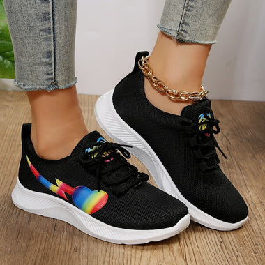 Rimocy Fashion Print Women's Sneakers 2023 Lace-Up Breathable Mesh Casual Shoes Woman Soft Bottom Non-Slip Ladies Sport Shoes