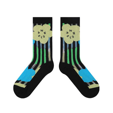 Japanese Kawaii Crystal Silk Socks Ultra-thin Transparent Summer Women Elastic Long Socks Harajuku Flower Glass Silk Lace Socks