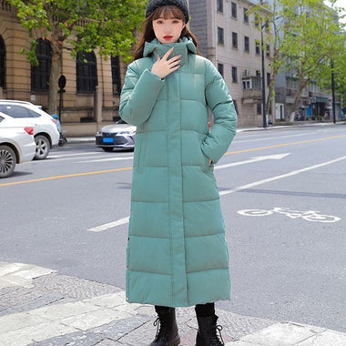 Winter Hooded Long Parkas Women Down Cotton Snow Wear Overcoat Thicken Warm Side Split Jackets New Loose Cotton Padded Chaqueta