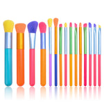 Vibrant Glam Brush Set: Unleash Your Makeup Artistry with our Exquisite 15-Piece Colorful Synthetic Hair Brush Collection