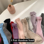 Solid Rabbit Hair Woman Socks Winter Thick Warmer Long Socks Japanese Kawaii Cute Thermal Cashmere Christmas Sock New Year Gifts