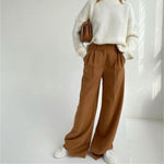 2023 New Spring Summer Women's Casual Straight Classic Green Black Rose Red High Waist Pants Korean Wide Leg Trousers For Women