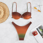 Gradient Bikini 2023 New Swimsuit Push Up Swimwear Women Sexy Thong Bikinis Set Bathing Suit Female Beachwear Brazilian Biquini