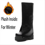 Spring Autumn Winter New Slim Height Increasing 12CM High Heels Platform Genuine Leather Women Knee-High Long Trouser Boots 0915