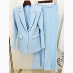 HIGH STREET Newest 2023 Runway Designer Suit Set Women's Single Button Blazer Flare Pants Suit