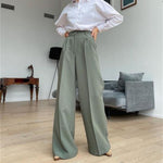 2023 New Spring Summer Women's Casual Straight Classic Green Black Rose Red High Waist Pants Korean Wide Leg Trousers For Women
