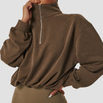 NCLAGEN Running Top Women Long Sleeves 1/2 Zipper Yoga Shirts Stand Collar Leisure Gym Blouse Outdoor Loose Fitness Sweater