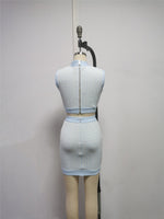 3 Colors Summer Style Women Sexy 2 Pieces Bodycon Mini Dress Button Fashion High Street Birthday Party Dress High Quality