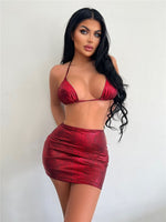 Gold glitter swimsuit women 2023 shiny two piece bikini sexy V-neck suspender swimwear high waist ackless bathing suit