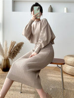 Two Piece Set for Women 2023 New Autumn Winter Fashion Solid Color Sweater Suit Long Sleeved O-neck Women's Clothing Dress Sets