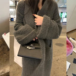 Botvotee Long Cardigan Women Autumn Winter 2023 New Korean Fashion Oversized Knitted Sweater Casual Long Sleeve Thicken Jacket