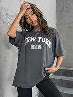 Hirsionsan Oversized Letter Graphic T-shirt Women 2023 Summer Soft O-neck Short Sleeve Tees Female Casual Loose Higt Street Top