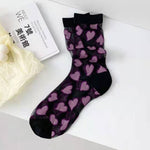 Summer Woman Socks Japanese Style Sweet Crytal Glass Silk Socks Heart Print Ultra-thin Transparent Girls Kawaii Cute Long Socks