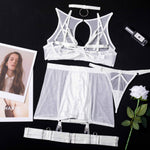 Yimunancy 5-Piece Mesh Lingerie Set Black/red Choker Underwear Set Gothic Sexy Fancy Set Sleepwear
