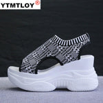 Platform Sandals Women Shoes Peep Toe Sandals Summer Breathable Mesh Thick Sole Sandals Women Silver Black Zapatos Mujer