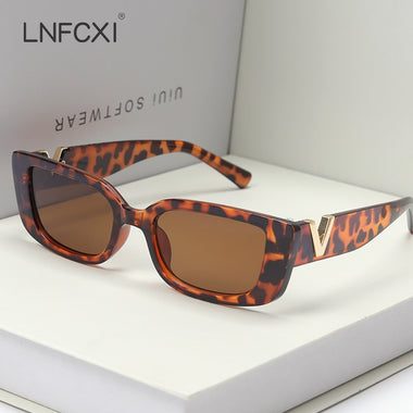 LNFCXI Retro Small Frame Cat Eye Sunglasses for Women Luxury V  Sun Glasses Men Fashion Jelly Sunglasses with Metal Hinges