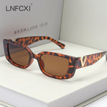LNFCXI Retro Small Frame Cat Eye Sunglasses for Women Luxury V  Sun Glasses Men Fashion Jelly Sunglasses with Metal Hinges