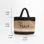 MABULA Luxury Design Women Plaited Raffia Straw Bag Large Capacity Casual Tote Handbag Hollow Summer Beach Vacation Shoulder Bag