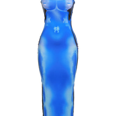 Kliou Shiny Print Maxi Dress Women Sexy Hipster Sleeveless Body-shaping Stunning Robe Female Spaghetti Strap Party Club Clothing