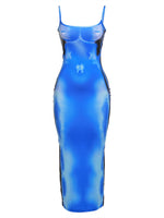 Kliou Shiny Print Maxi Dress Women Sexy Hipster Sleeveless Body-shaping Stunning Robe Female Spaghetti Strap Party Club Clothing