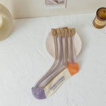Ultra-thin Transparent Crystal Silk Socks Women Fashion Summer Harajuku Crew Socks Retro Flower Streetwear Elastic Long Socks