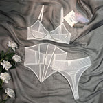 MIRABELLE Rhinestone Lingerie sets for Women Luxury Sexy Lace Underwear Glitter Tassels Seamless Bra Transparent Fine Outfit
