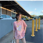 Short Sleeve T-shirt for Women 2023 New Summer Design Sense Cartoon Print Loose Sweet Cool Hot Girl Shoulder Half Sleeve Top