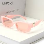 LNFCXI Retro Small Frame Cat Eye Sunglasses for Women Luxury V  Sun Glasses Men Fashion Jelly Sunglasses with Metal Hinges