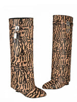 Women's New Designer Luxury Brand Women's Leather Boots Thick Soled High Heel Boots Knee High Boots Fashion Women's Boots