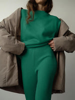 Women Sweater Suits Knitted Oversized Tracksuit Casual Long Sleeve Pullover High Waist Straight Pants Two Piece Sets Women 2023