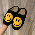 ASIFN winter Women Fluffy Fur Slippers Big Smile Floor Short Plush Fleece Flat For Couples Black Ladies Shoes Indoor Slippers
