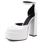 RIBETRINI Platform Chunky Heeled Ankle Strap Pumps Shoes Woman Spring Summer 2022 Heel Women Shoe Fashion Sexy Sandal Brand New