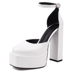 RIBETRINI Platform Chunky Heeled Ankle Strap Pumps Shoes Woman Spring Summer 2022 Heel Women Shoe Fashion Sexy Sandal Brand New
