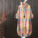 Women's Plaid Cotton Shirt Chic Women Blouse Elegant and Youth Women's Blouses New In External Clothes Korean Style