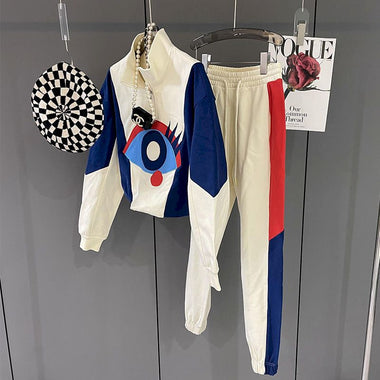 Casual Sports Suits Women Fashion Stand Collar Pullovers Sweatshirt And Trousers 2 Piece Sets Womens Sweatpants Set Spring 2023