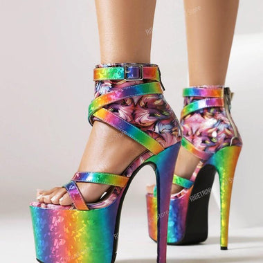 High Platform Super High Thin Heel Stiletto Sandals For Women Sexy Fashion Dance Sandals Shoes Lace Up Wedding Dress 2023 Spring