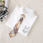 Women White Blouses Shirts Short Sleeve Print Rabbit Lapel 2023 Summer Tops Female Clothing Preppy Style JK Uniform Blusas