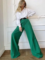 2023 New Spring Summer Women's Casual Straight Classic Green Black Rose Red High Waist Pants Korean Wide Leg Trousers For Women