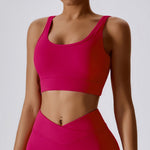 NCLAGEN Yoga Vest-type Bra Cross Strap Back Pilates Padded Running Crop Tank Top Women Push Up Gym Clothes Quick-drying Fitness