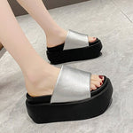 Summer Bling Platform Slippers Woman Outdoor 8CM Beach Slides Shoes Women Wedges Non-slip Sandals Flip Flops Zapatos De Mujer