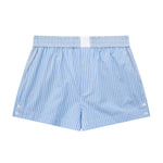 TRAFZA Lazy Wind Fashion Vintage Patchwork Blue Long-Sleeved Striped Shirt Wide Leg Pants Shorts Female
