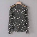 Female Leisure Women Mesh Top Long Sleeve See Through Lace T-shirts Sexy Transparent Fishnet Tops Clubwear Tee Shirts