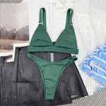Para Praia 10 Colors 2023 Summer Female Swimsuit Halter Brazilian Bikini Women Swimwear Push Up Bikini Set Ring Bathing Suit