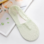 Silicone Anti-slip Short Socks Sexy Lace Flower Mesh Breathable Ankle Socks Summer Thin Invisible Low Cut No Show Socks Slippers