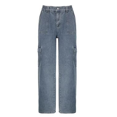 Waatfaak Streetwear Mom Cargo Jeans Trousers Woman Pockets Patchwork Y2K Baggy High Waist Jeans Pants Straight Vintage Boyfriend