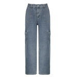 Waatfaak Streetwear Mom Cargo Jeans Trousers Woman Pockets Patchwork Y2K Baggy High Waist Jeans Pants Straight Vintage Boyfriend