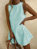 Summer Sexy Sleeveless Casual A-line Dress Women O-neck Cotton Sweet Loose Mini Dresses 2023 Fashion White Beach Woman Sundress