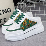 8cm Canvas Half-slippers Women's Outerwear Summer New Thick-soled Inner Height Increase  No Heel Slip-on Sneakers White Sandals